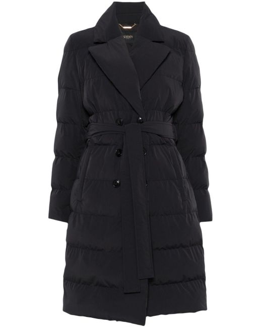 Seventy Black Double-Breasted Belted Coat