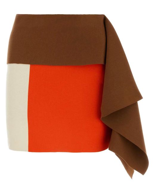 Fendi Orange Wool Mini Skirt