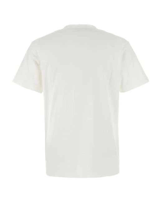 Stone Island White Logo-Patch Cotton T-Shirt for men
