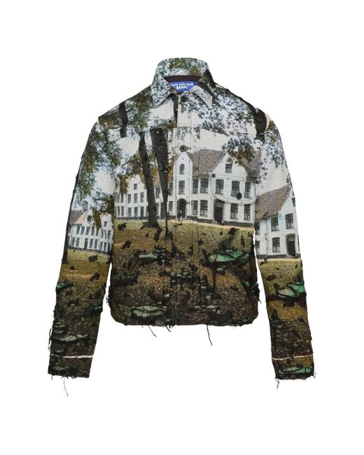 Junya Watanabe Green House-Landscape-Print Distressed Jacket for men
