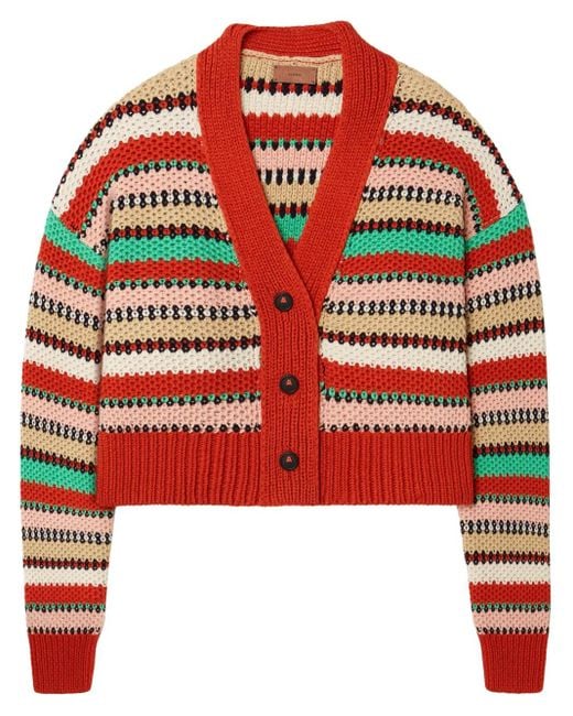 Alanui Red Sunny Stripes Cardigan