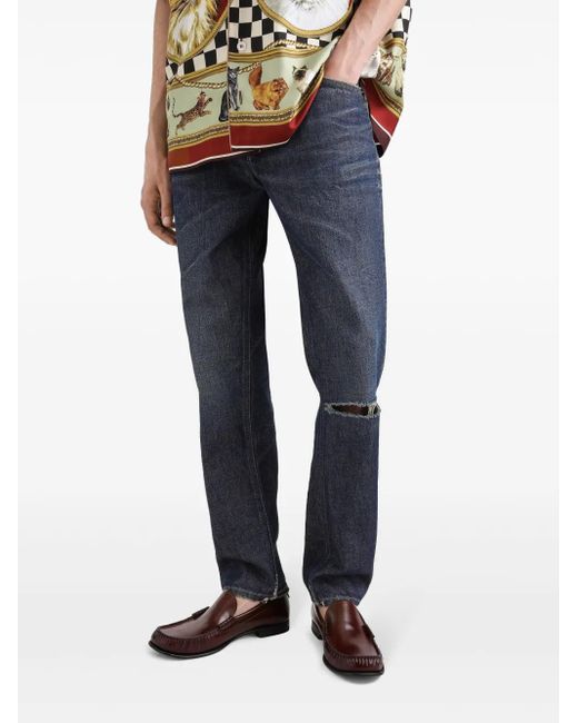Dolce & Gabbana Blue Straight-Leg Jeans for men