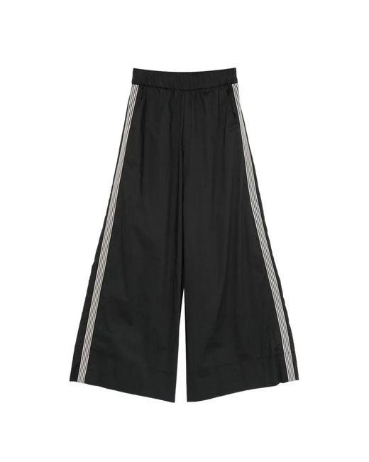 Marc Ellis Black Side-Stripe Wide-Leg Trousers