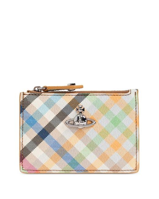 Vivienne Westwood Blue Portefeuille Zippé À Carreaux