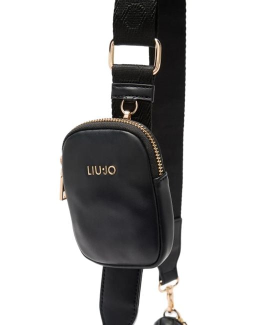 Liu Jo Black Small Chain-Detail Crescent Shoulder Bag