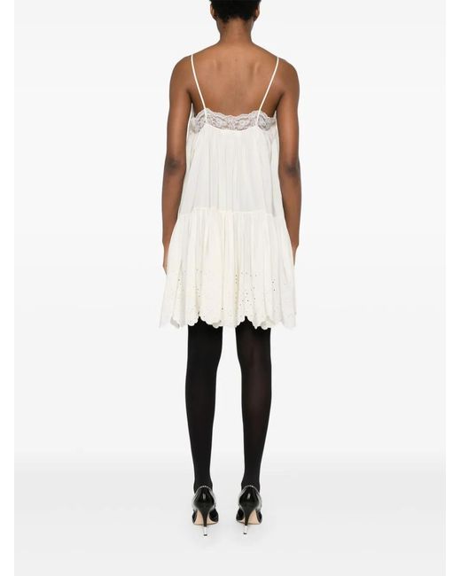 Chloé White Lace-Trim Mini Dress