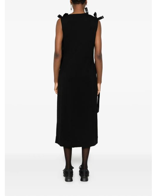 Simone Rocha Black Bow Strap-Detail Midi Dress