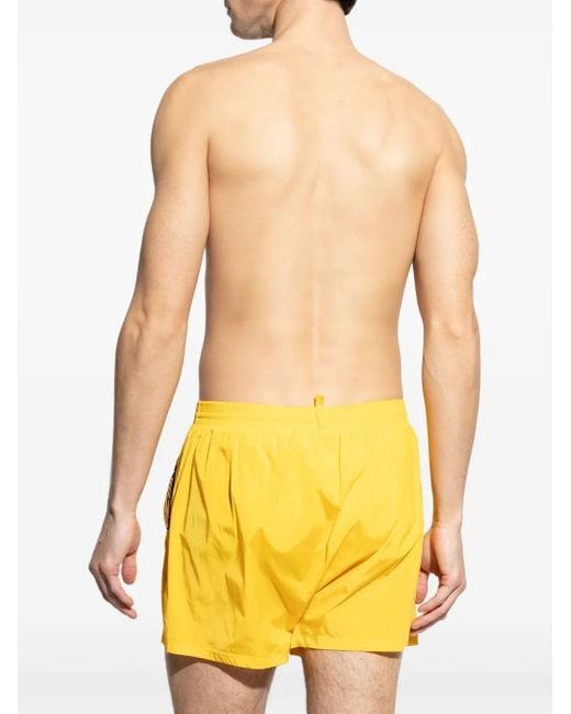 DSquared² Yellow Icon Swim Shorts for men
