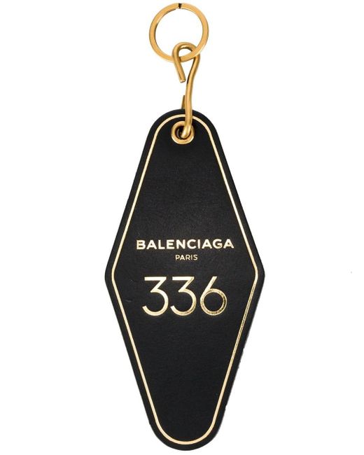 Balenciaga Black Hotel Key Tag Keyring for men