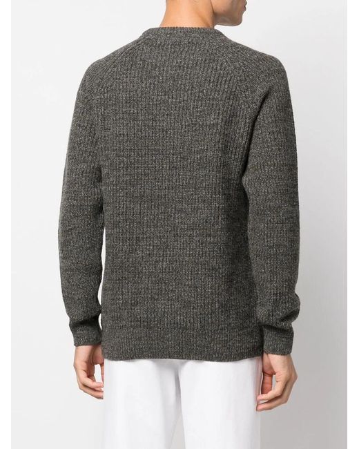 Barbour Gray Ribbed-Knit Long-Sleeve Jumper for men