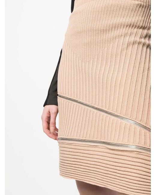 ANDREADAMO Natural Ribbed Zip-Detail Skirt