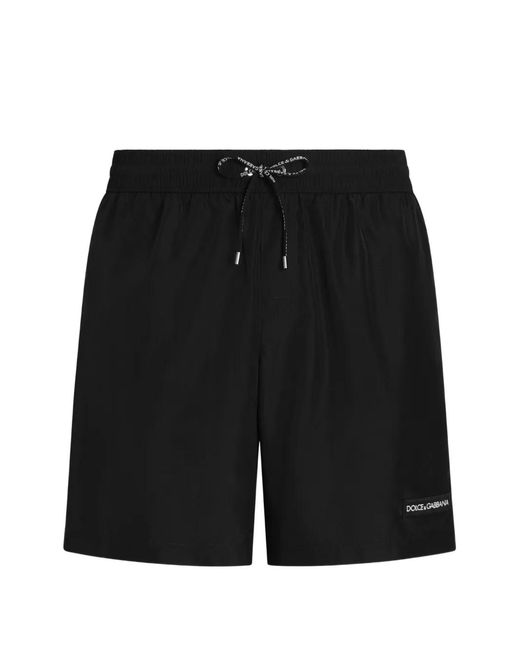 Dolce & Gabbana Black Canvas Swim Shorts for men