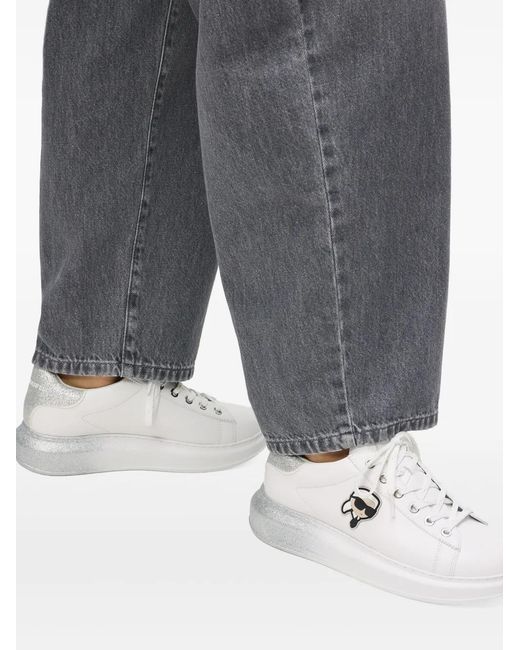 Karl Lagerfeld White Kapri Glitter-Appliqué Sneakers