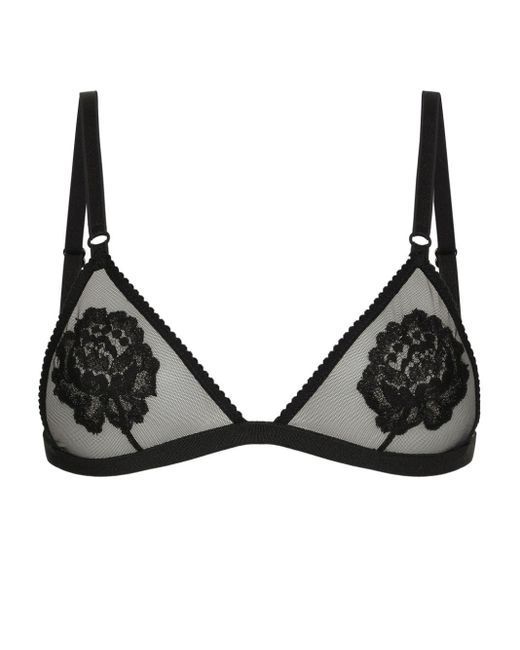 Dolce & Gabbana Black Triangel-BH mit Blumen-Motiv