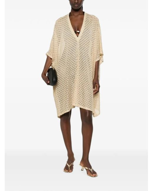 Missoni Natural Open-Knit V-Neck Cover-Up Kaftan