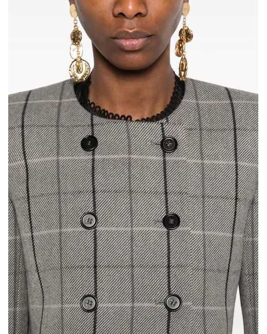 Chloé Gray Double-Breasted Check Jacket