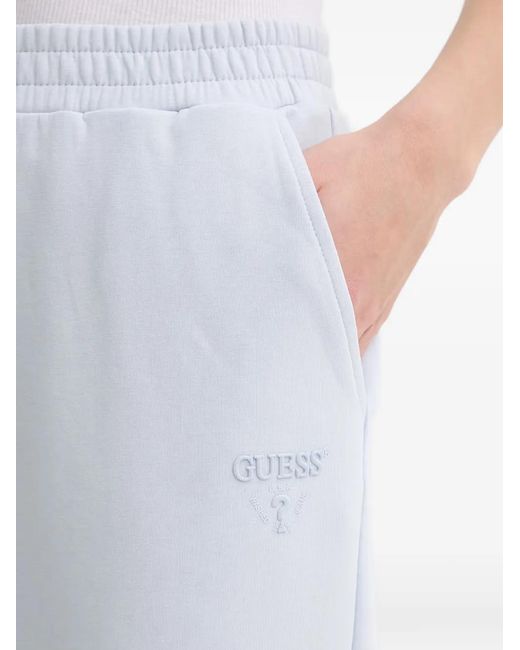 Guess Blue Logo-Embroidered Elasticated-Waist Track Pants