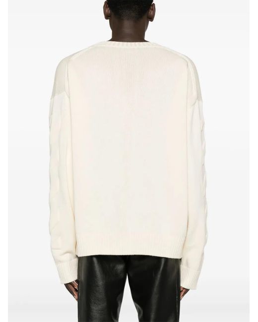 Off-White c/o Virgil Abloh Natural Crew-Neck Diagonal-Stripe Jumper for men