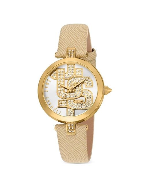 Just Cavalli Metallic Maiuscola Crystal-Embellished 32Mm Watch