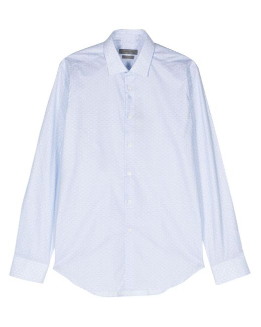 Corneliani White Mix-print Cotton Shirt for men