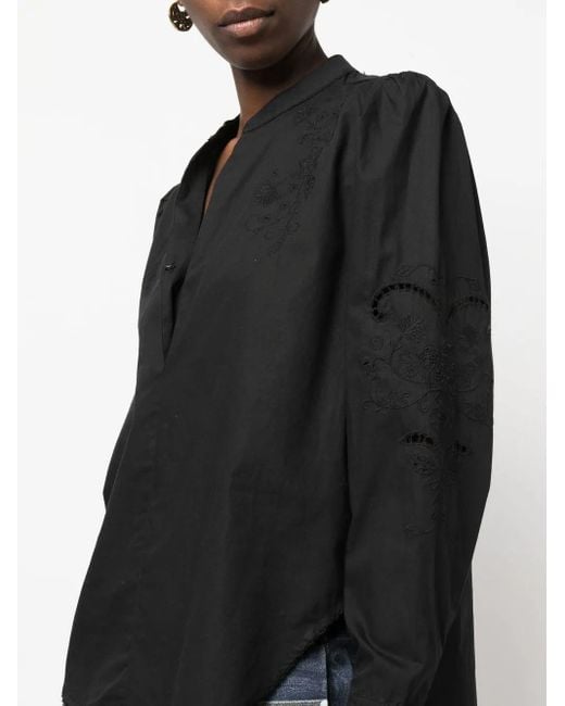 Rag & Bone Black Jade Long-Sleeve Blouse