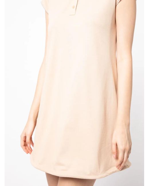 we11done Natural Contrasting-Trim Flared Cotton Dress