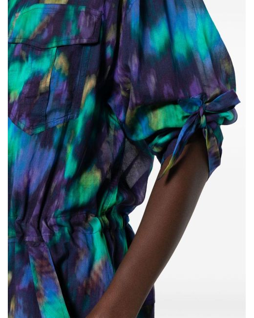 Isabel Marant Blue Niely Abstract-print Playsuit