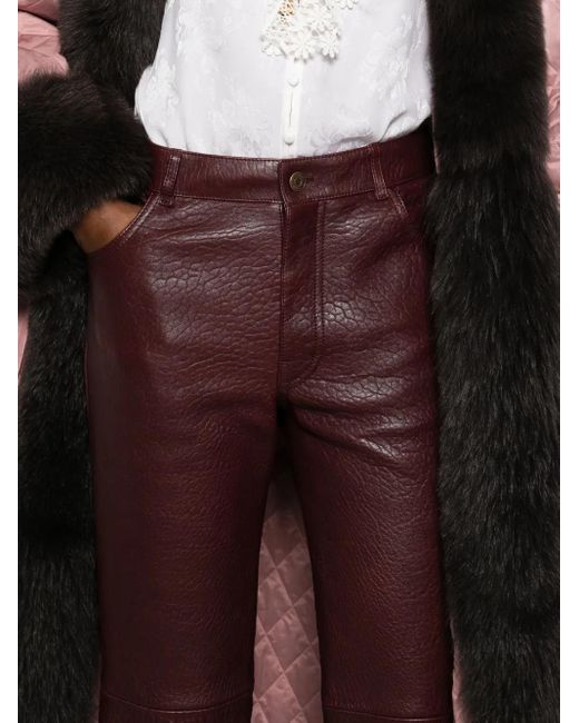 Chloé Red Leather Trousers