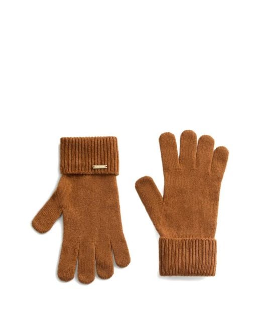 Woolrich Brown Ribbed Cashmere Gloves