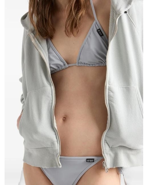 Prada White Jersey Bikini Top