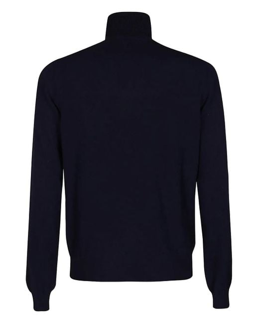 Malo Blue Turtleneck Ribbed Sweater for men