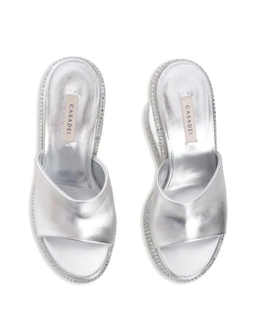 Casadei White 80Mm Jasmine Wedges