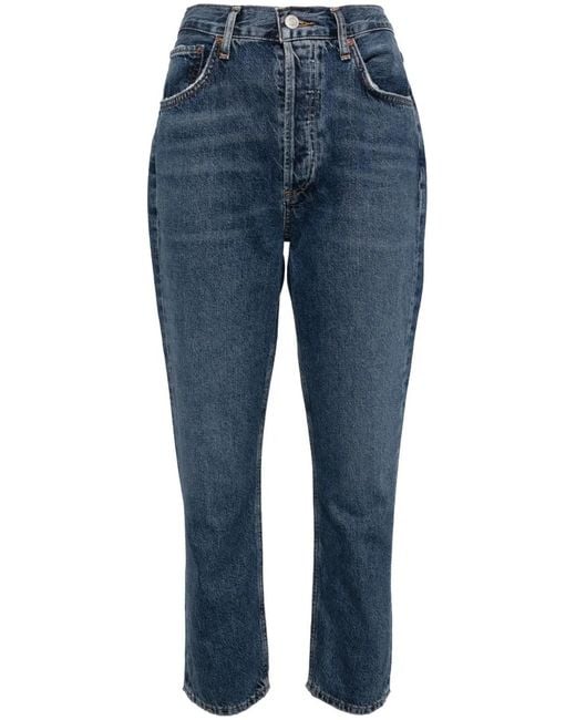 Agolde Blue Mid-Rise Tapered Jeans