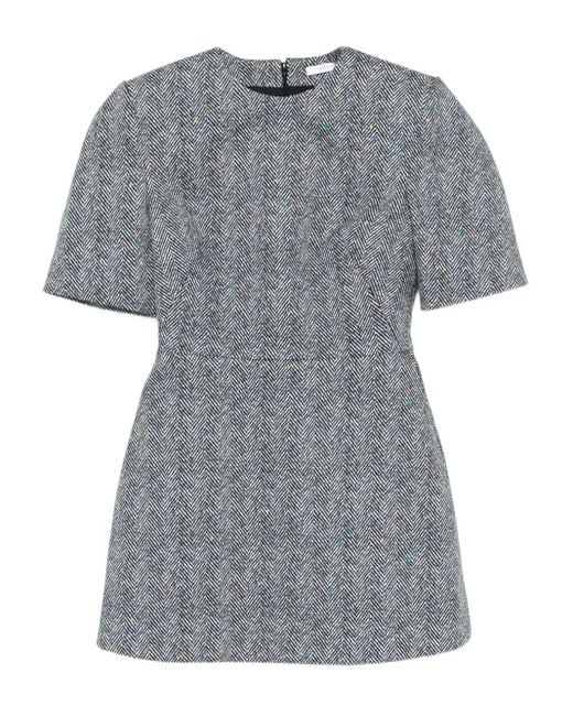 Robe Courte À Motif De Chevrons Givenchy en coloris Gray