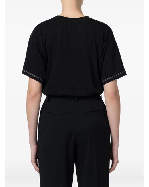 Elisabetta Franchi Black Text-Print T-Shirt