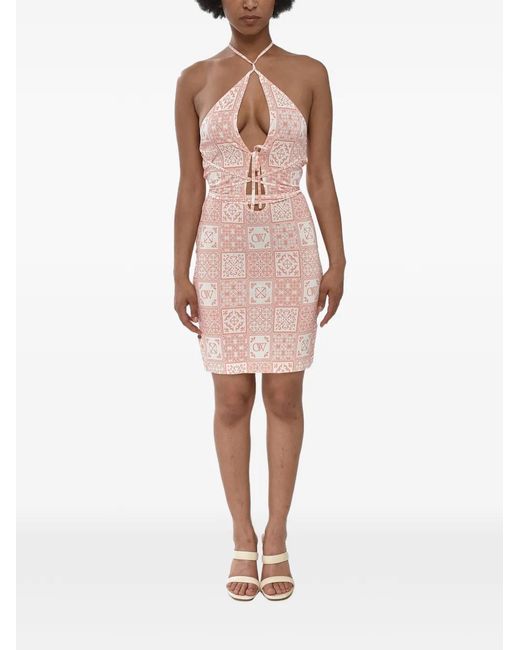Off-White c/o Virgil Abloh Pink Maiolica Lace-Up Mini Dress