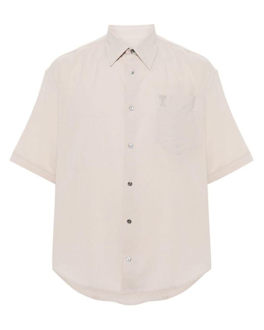 AMI White Ami De Coeur-embroidered Shirt for men