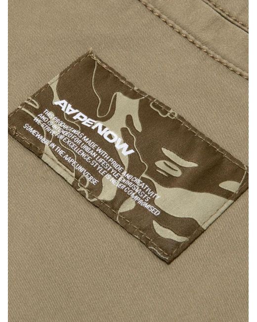 Aape By A Bathing Ape Green Moonface Logo-Patch Trousers for men