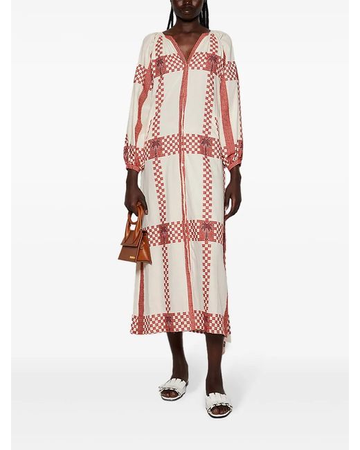 Johanna Ortiz Pink Geomtric-Print Maxi Dress