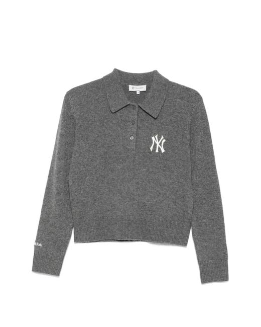 Sporty & Rich Gray Heritage Yankees Serif Sweater