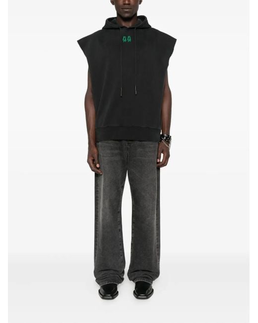 44 Label Group Black Hooded Sleeveless Vest for men