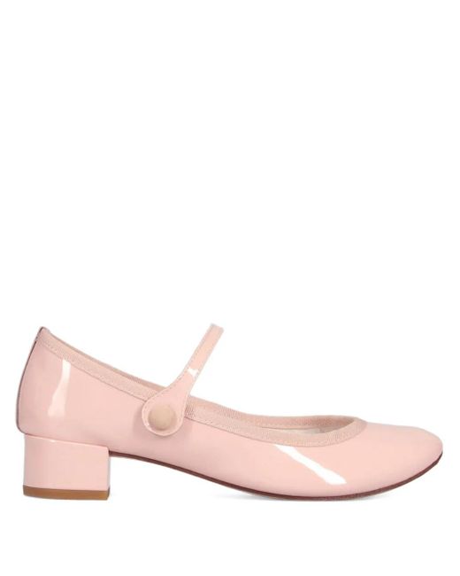 Repetto Pink 30Mm Patent Leather Button-Fastening Heeled Pumps