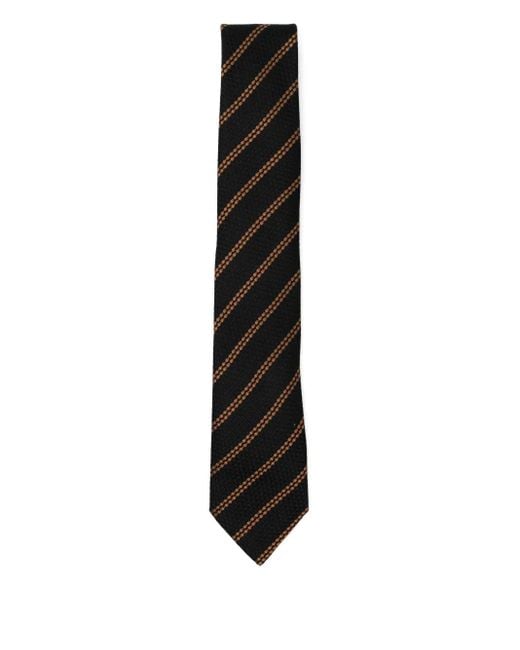 Corbata de seda a rayas Zegna de hombre de color Black