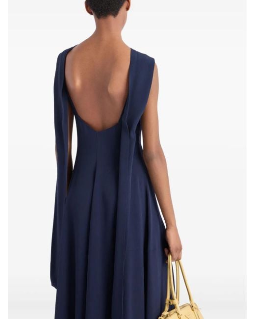 Prada Women's Blue Asymmetric Satin Midi Dress