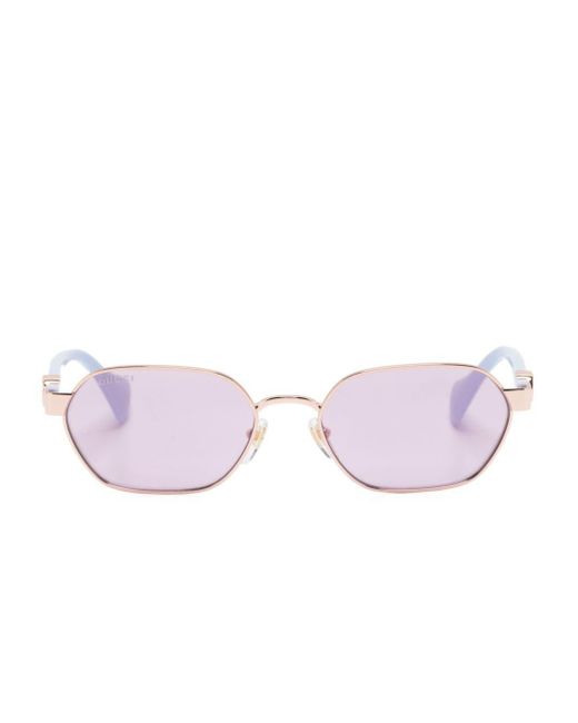 Gucci Pink Double-g Geometric-frame Sunglasses