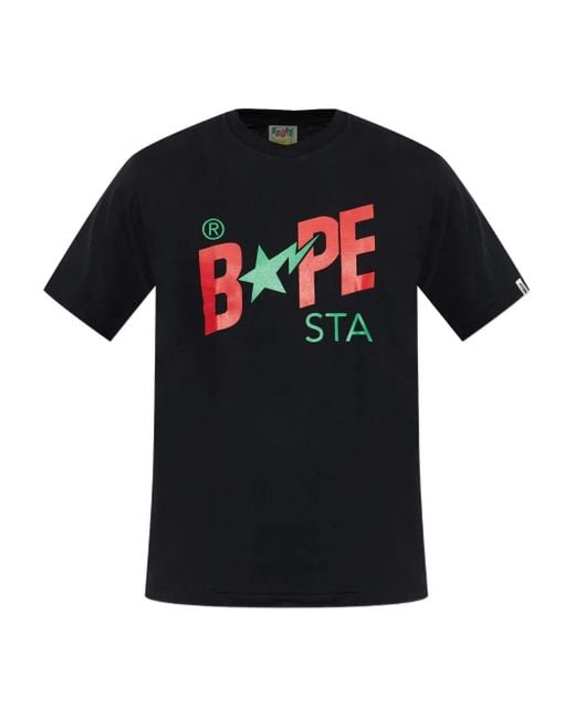 A Bathing Ape Black Bape Sta T-Shirt for men