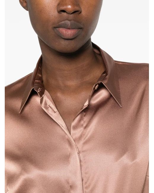 Peserico Pink Satin-Finish Long-Sleeve Shirt