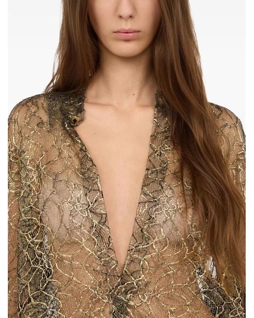 Roberto Cavalli Black Chemise En Dentelle