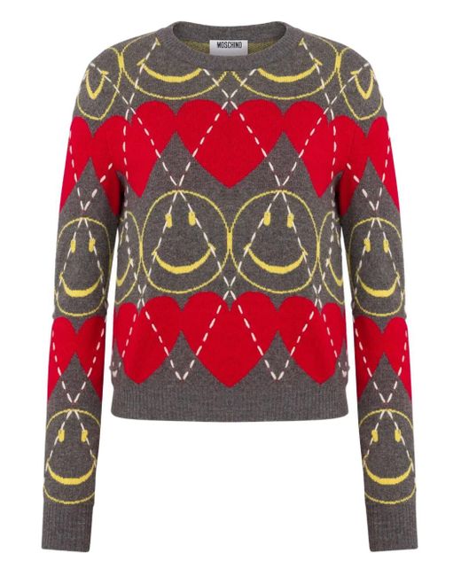 Jersey Con Motivo De Cara De X Smiley Moschino de color Red