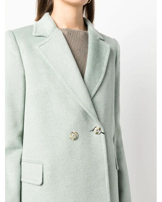Twinset Blue Double-Breasted Midi Coat